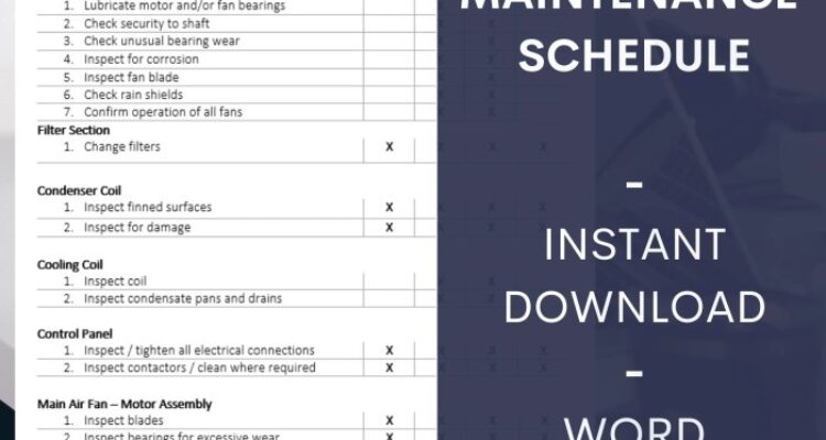 HVAC Maintenance Schedule ︱preventative Maintenance ︱cleaning︱ Template ...